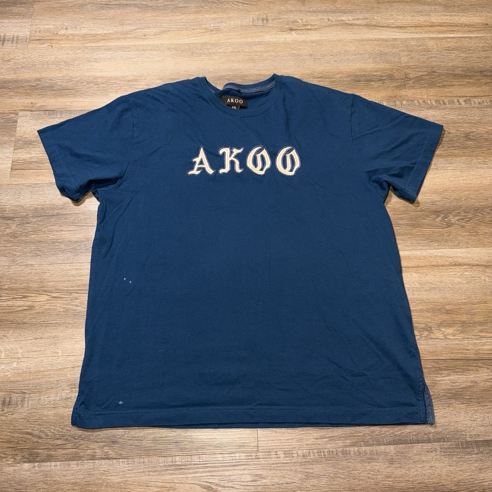 Y2K AKOO Brand Shirt Mens 2X-Large Short Sleeve Aqua-Green AKOO Spell-Out